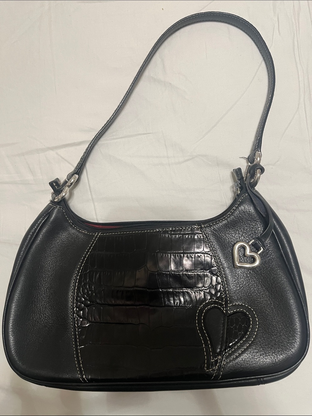 Brighton Black Shoulder Bag with Heart Charm